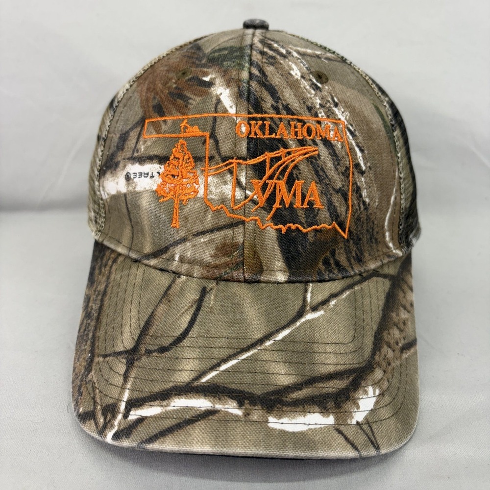 Unbranded Trucker Hat Oklahoma KVMA Mens OSFA Camo Mesh Back Cap